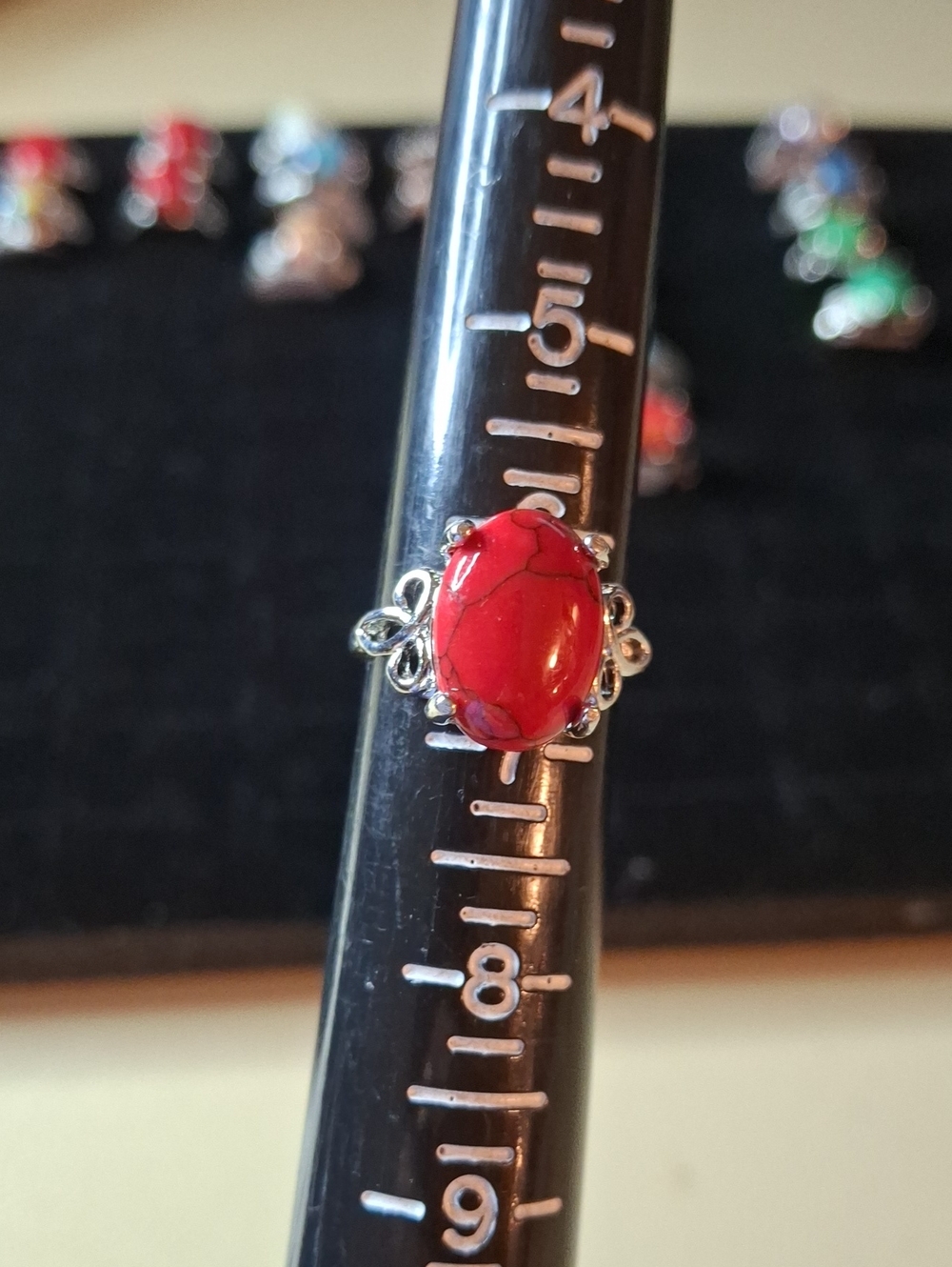 Red Stone Silver Tone Sz 6.5 New Ring